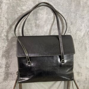 Kate Spade Black Leather Flap Made in Italy Tote Bag TLC * loose threads damaged